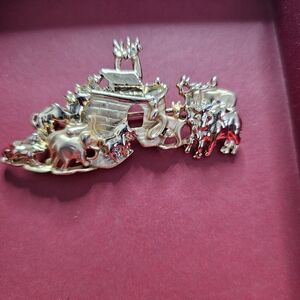 Noah's Ark Gold and Animal Brooch